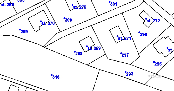 Parcela st. 211 v KÚ Čunín, Katastrální mapa