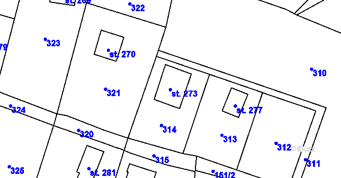 Parcela st. 241 v KÚ Čunín, Katastrální mapa