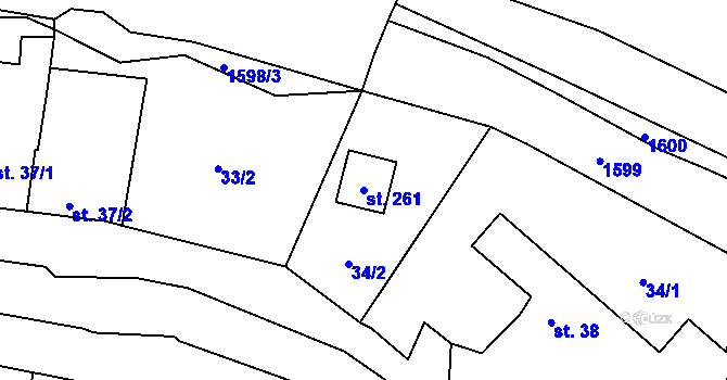 Parcela st. 261 v KÚ Čunín, Katastrální mapa