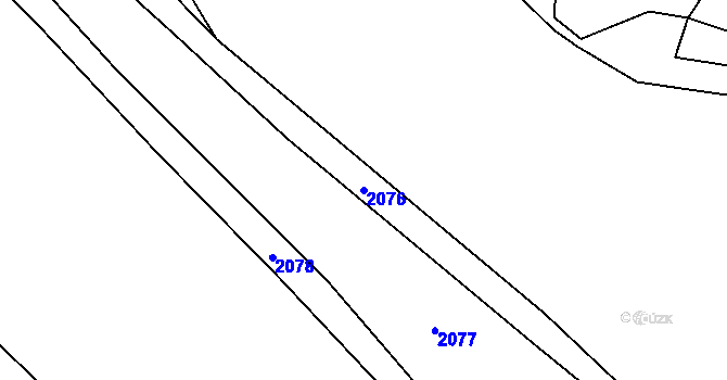 Parcela st. 2076 v KÚ Čunín, Katastrální mapa