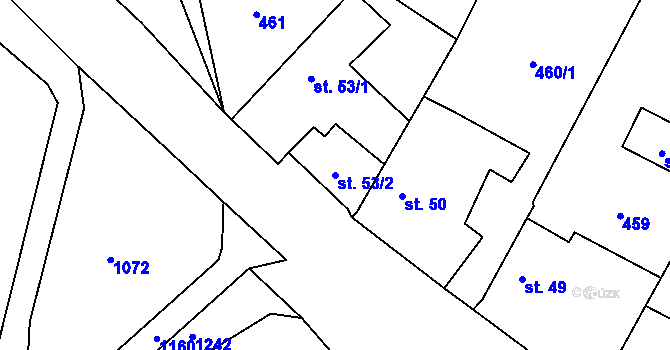 Parcela st. 53/2 v KÚ Křemenec, Katastrální mapa