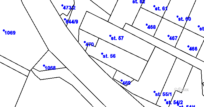 Parcela st. 56 v KÚ Křemenec, Katastrální mapa