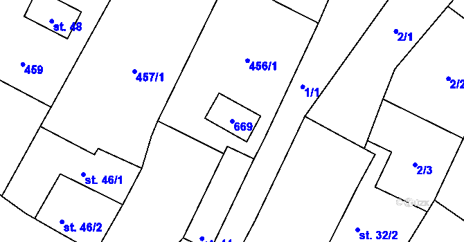 Parcela st. 669 v KÚ Křemenec, Katastrální mapa