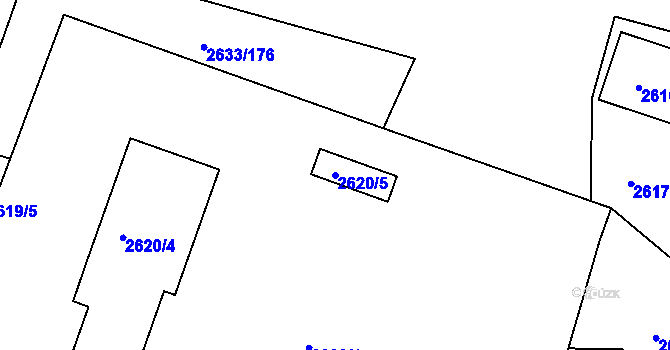 Parcela st. 2620/5 v KÚ Dačice, Katastrální mapa