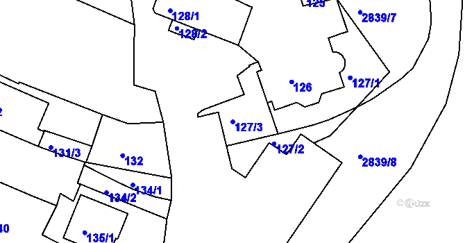 Parcela st. 127/3 v KÚ Dačice, Katastrální mapa