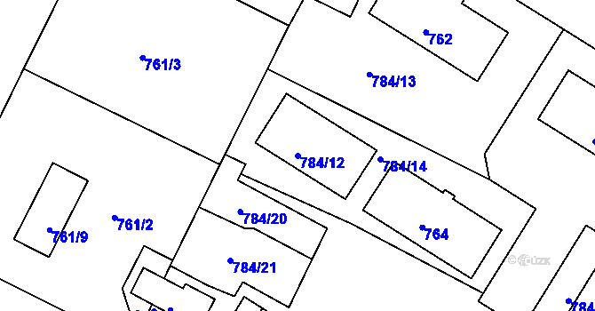 Parcela st. 784/12 v KÚ Dačice, Katastrální mapa
