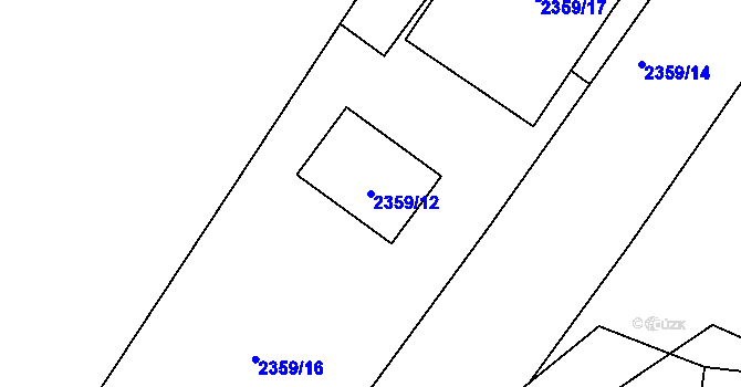 Parcela st. 2359/12 v KÚ Dačice, Katastrální mapa