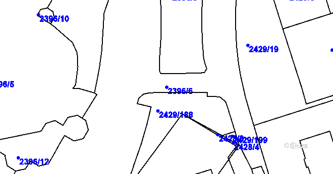 Parcela st. 2396/6 v KÚ Dačice, Katastrální mapa