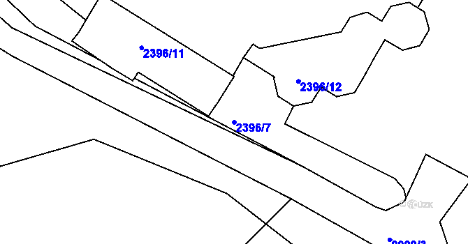Parcela st. 2396/7 v KÚ Dačice, Katastrální mapa