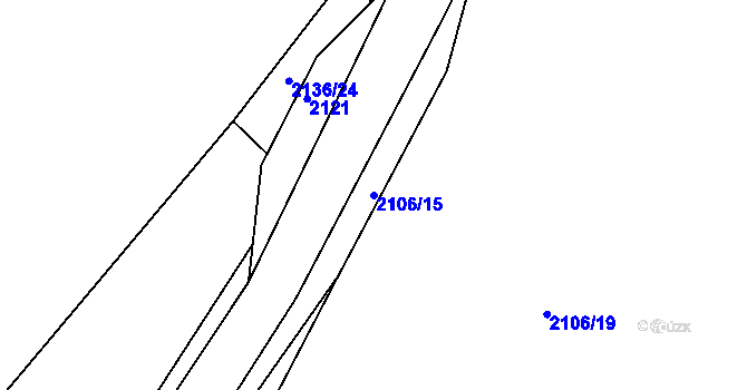 Parcela st. 2106/15 v KÚ Dačice, Katastrální mapa
