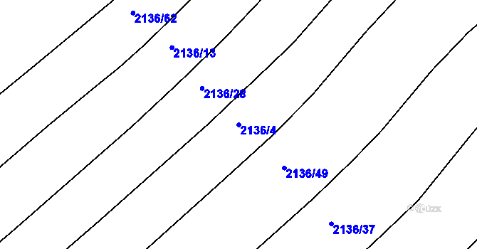 Parcela st. 2136/4 v KÚ Dačice, Katastrální mapa