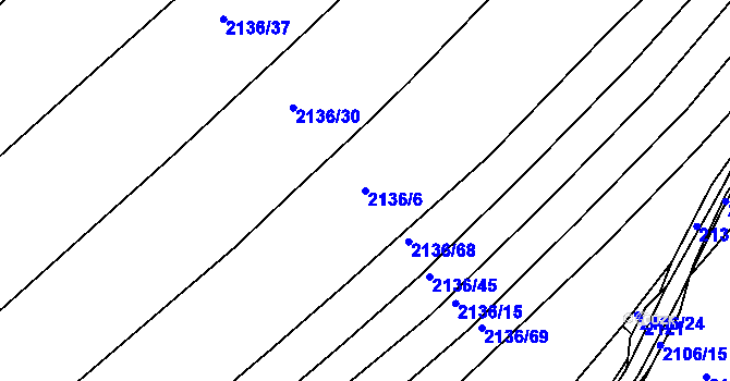 Parcela st. 2136/6 v KÚ Dačice, Katastrální mapa