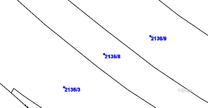 Parcela st. 2136/8 v KÚ Dačice, Katastrální mapa