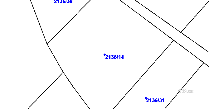 Parcela st. 2136/14 v KÚ Dačice, Katastrální mapa