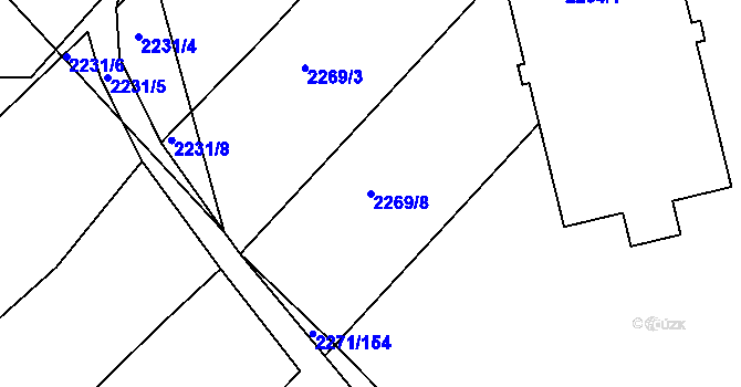 Parcela st. 2269/8 v KÚ Dačice, Katastrální mapa