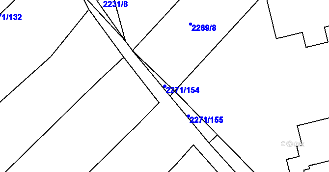 Parcela st. 2271/154 v KÚ Dačice, Katastrální mapa