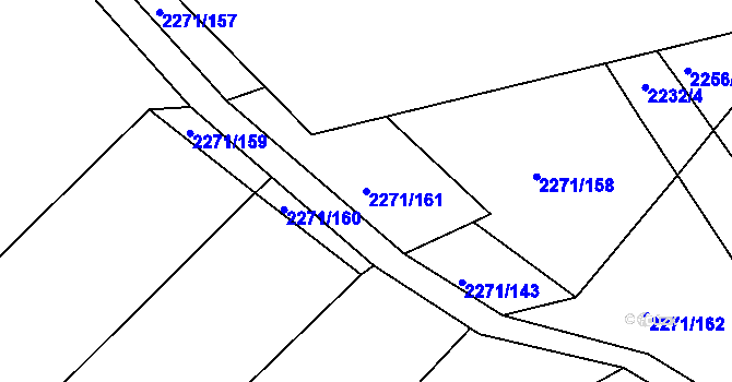 Parcela st. 2271/161 v KÚ Dačice, Katastrální mapa