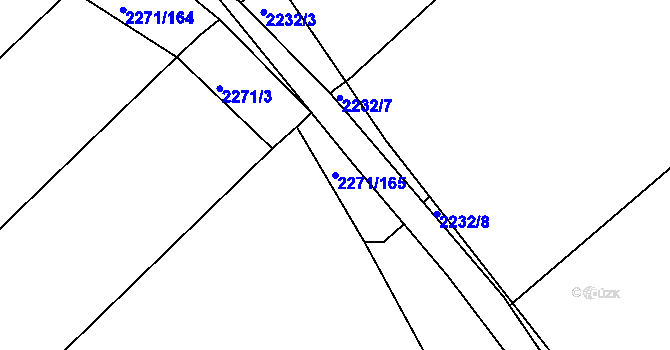Parcela st. 2271/165 v KÚ Dačice, Katastrální mapa