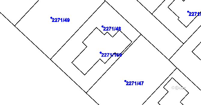 Parcela st. 2271/169 v KÚ Dačice, Katastrální mapa
