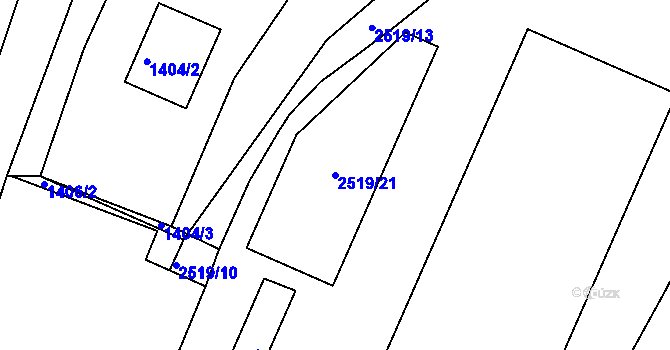 Parcela st. 2519/21 v KÚ Dačice, Katastrální mapa