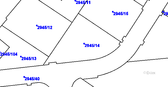 Parcela st. 2945/14 v KÚ Dačice, Katastrální mapa