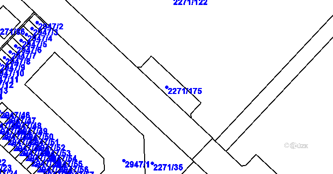 Parcela st. 2271/175 v KÚ Dačice, Katastrální mapa