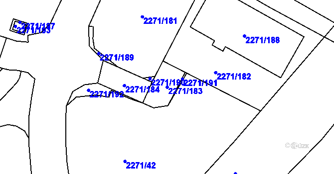 Parcela st. 2271/183 v KÚ Dačice, Katastrální mapa