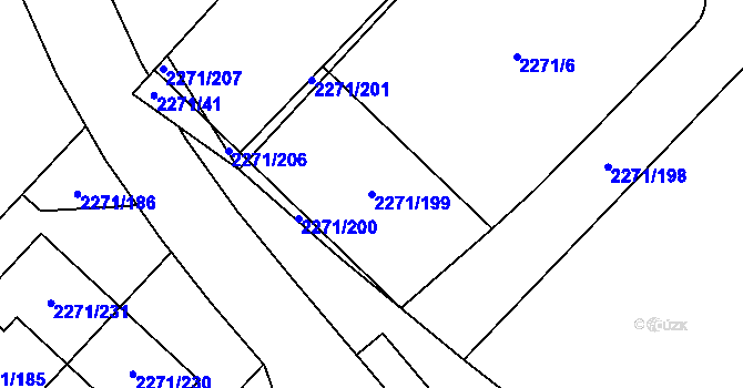 Parcela st. 2271/199 v KÚ Dačice, Katastrální mapa