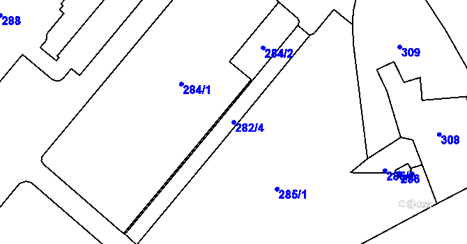 Parcela st. 282/4 v KÚ Dačice, Katastrální mapa