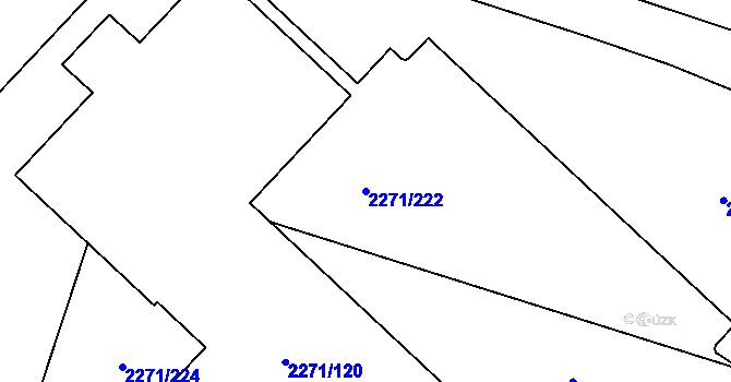 Parcela st. 2271/222 v KÚ Dačice, Katastrální mapa
