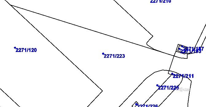 Parcela st. 2271/223 v KÚ Dačice, Katastrální mapa