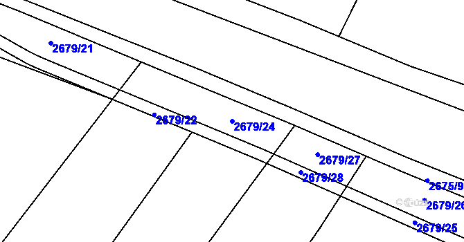 Parcela st. 2679/24 v KÚ Dačice, Katastrální mapa