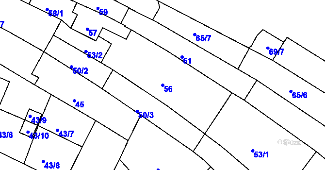 Parcela st. 56 v KÚ Dačice, Katastrální mapa