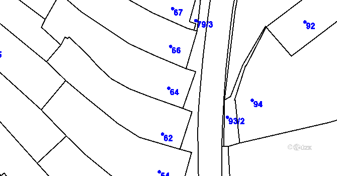 Parcela st. 64 v KÚ Dačice, Katastrální mapa