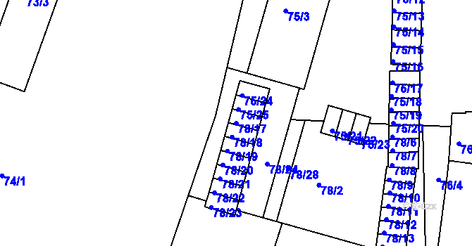 Parcela st. 78/17 v KÚ Dačice, Katastrální mapa