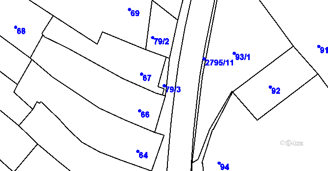 Parcela st. 79/3 v KÚ Dačice, Katastrální mapa