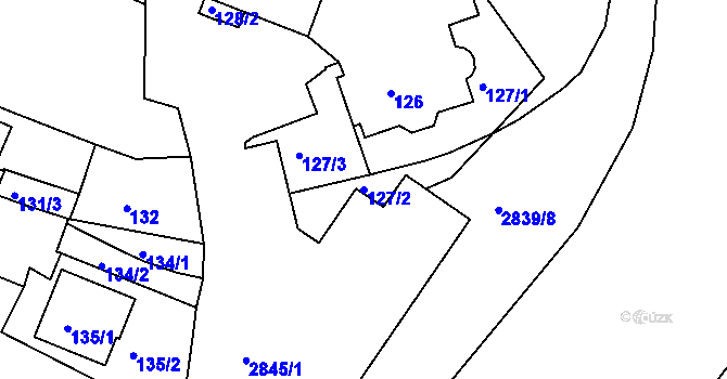 Parcela st. 127/2 v KÚ Dačice, Katastrální mapa