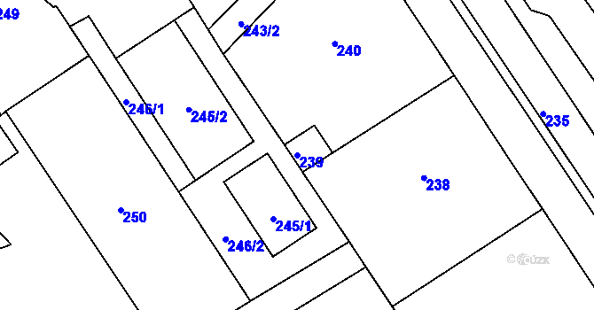 Parcela st. 239 v KÚ Dačice, Katastrální mapa