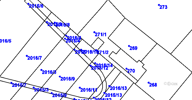 Parcela st. 271/2 v KÚ Dačice, Katastrální mapa