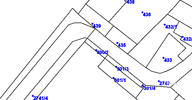 Parcela st. 300/2 v KÚ Dačice, Katastrální mapa