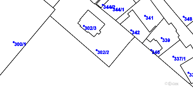 Parcela st. 302/2 v KÚ Dačice, Katastrální mapa