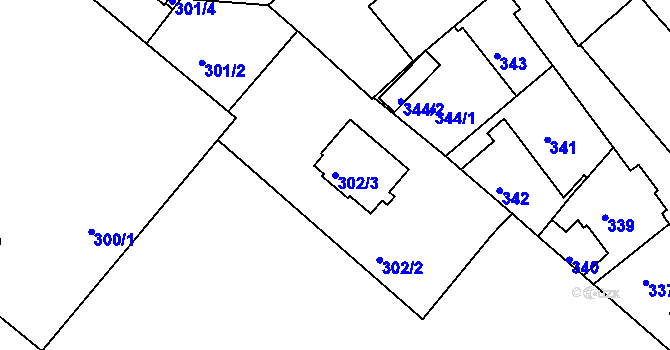 Parcela st. 302/3 v KÚ Dačice, Katastrální mapa