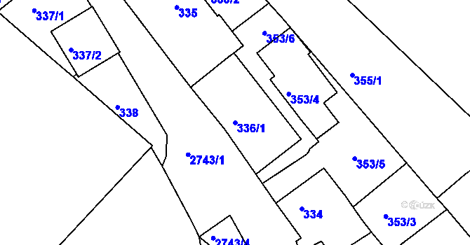 Parcela st. 336/1 v KÚ Dačice, Katastrální mapa