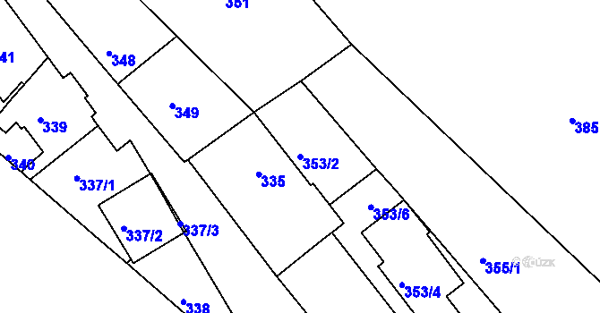 Parcela st. 353/2 v KÚ Dačice, Katastrální mapa