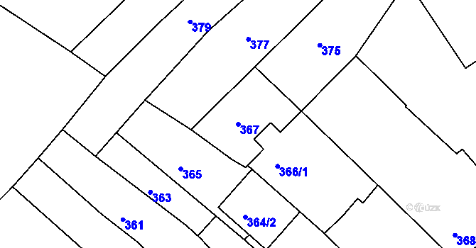 Parcela st. 367 v KÚ Dačice, Katastrální mapa