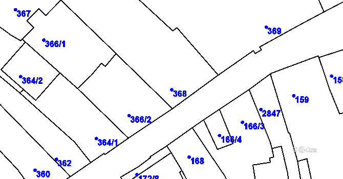 Parcela st. 368 v KÚ Dačice, Katastrální mapa