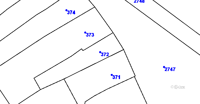 Parcela st. 372 v KÚ Dačice, Katastrální mapa