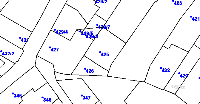 Parcela st. 425 v KÚ Dačice, Katastrální mapa