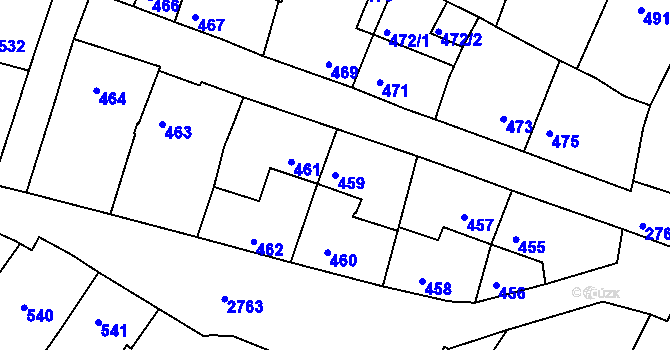 Parcela st. 459 v KÚ Dačice, Katastrální mapa