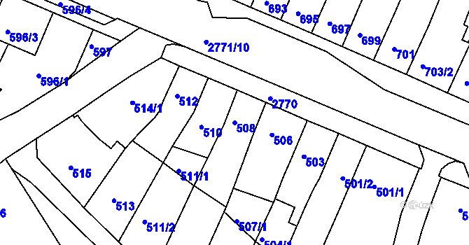 Parcela st. 508 v KÚ Dačice, Katastrální mapa